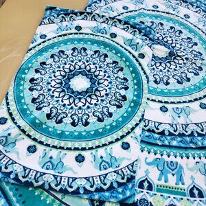 Casaba Bohemian Paisley Hippie Mandala Elephant Print 2 Piece Towel Set - New